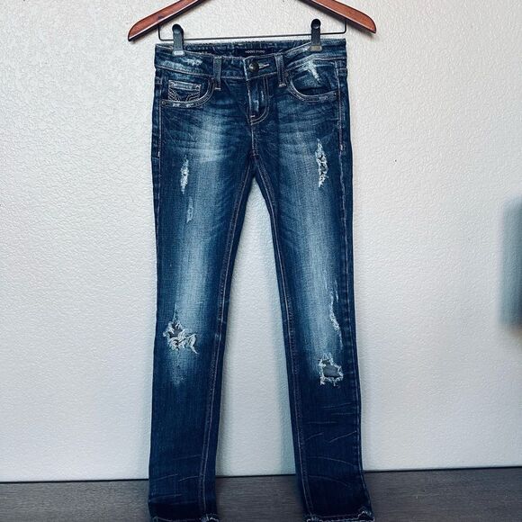 Vigoss Dublin Skinny Distressed Low Rise Jeans 24/00 - Picture 2 of 6
